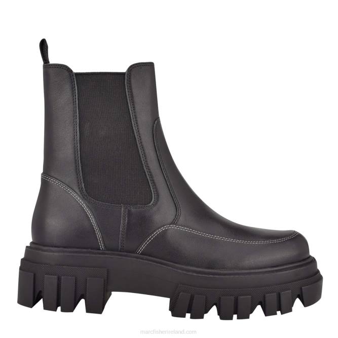Black Leather Morgan Lugsole Ankle Bootie Marc Fisher Women L2XH11