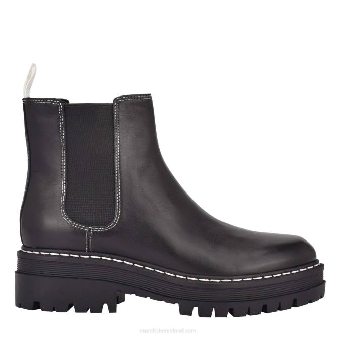 Black Leather Pirro Chelsea Lugsole Ankle Bootie Marc Fisher Women L2XH77