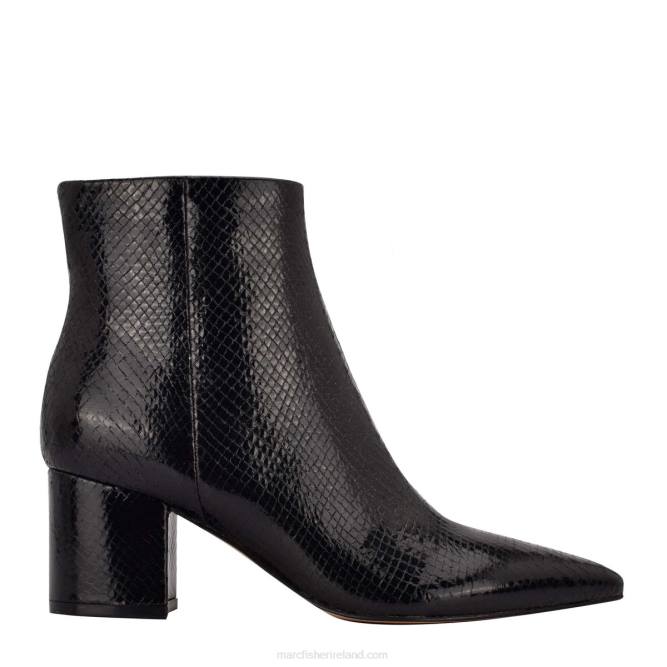 Black Leather Snake Jarli Pointy Ankle Boot Marc Fisher Women L2XH171