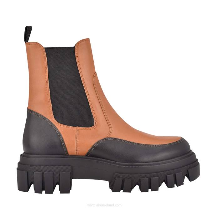 Cognac Leather Morgan Lugsole Ankle Bootie Marc Fisher Women L2XH14