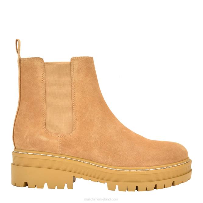 Medium Natural Suede Pirro Chelsea Lugsole Ankle Bootie Marc Fisher Women L2XH20