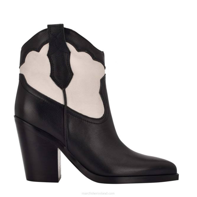 Black/Chic Cream Leather Gona Western Bootie Marc Fisher Women L2XH120