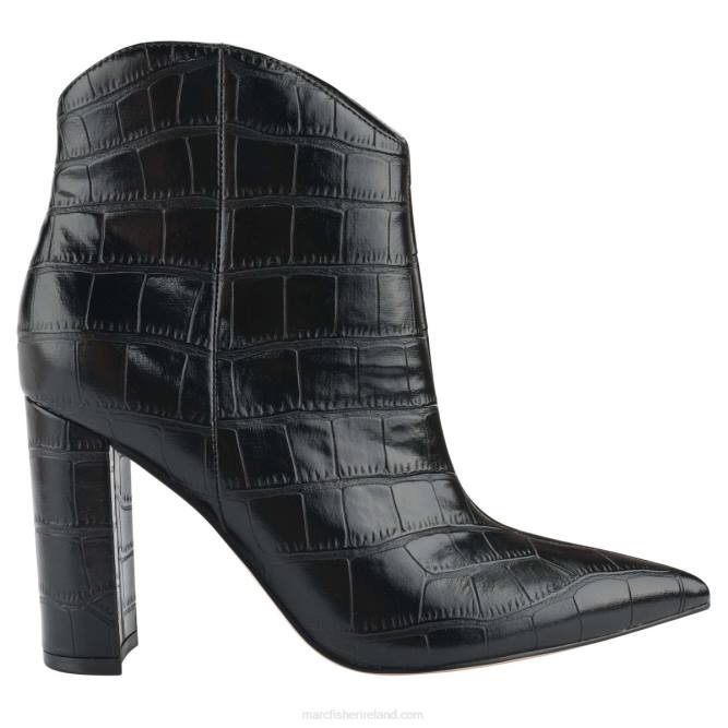 Black Croco Lezari Heeled Western Bootie Marc Fisher Women L2XH57