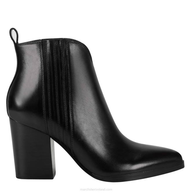 Black Leather Annabel Western Heeled Bootie Marc Fisher Women L2XH133