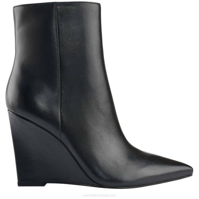 Black Leather Dayna Wedge Bootie Marc Fisher Women L2XH81