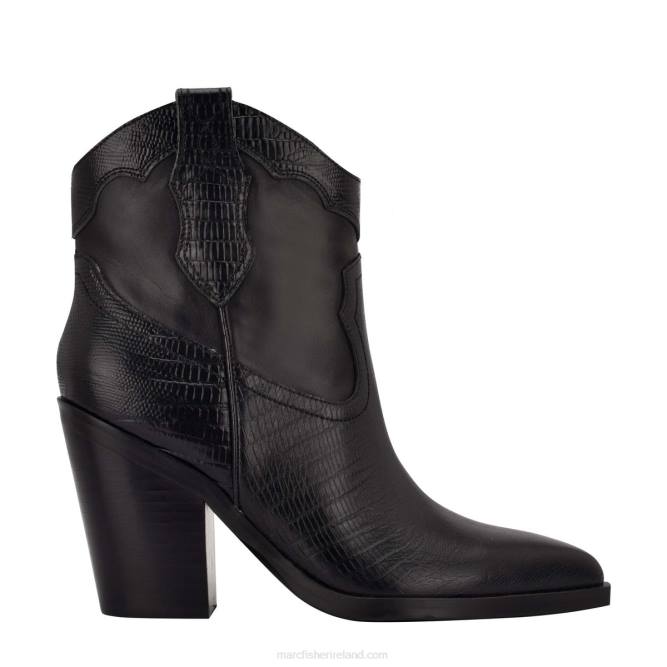 Black Leather Gona Western Bootie Marc Fisher Women L2XH123