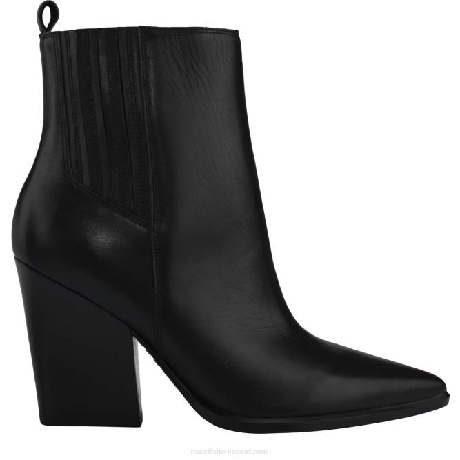 Black Leather Mariel Heeled Western Bootie Marc Fisher Women L2XH56
