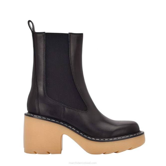 Black Leather/Natural Fredy Lug Sole Bootie Marc Fisher Women L2XH49