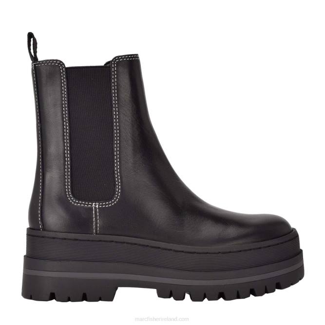 Black Leather Pauline Lugsole Bootie Marc Fisher Women L2XH10