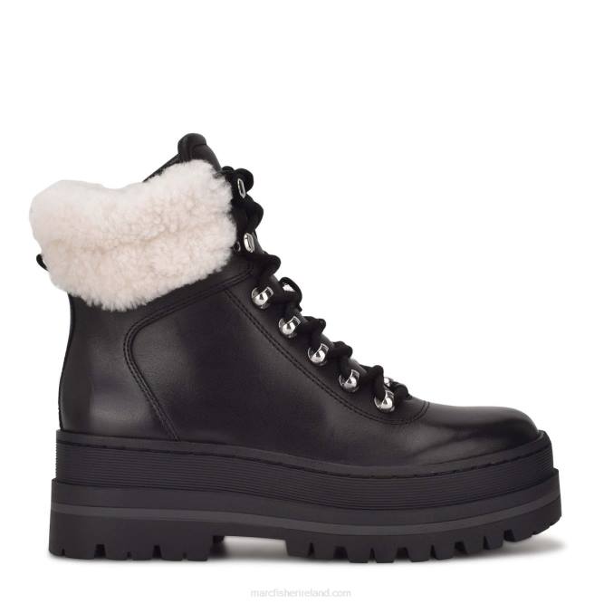 Black Leather Pierson Lug sole Bootie Marc Fisher Women L2XH8