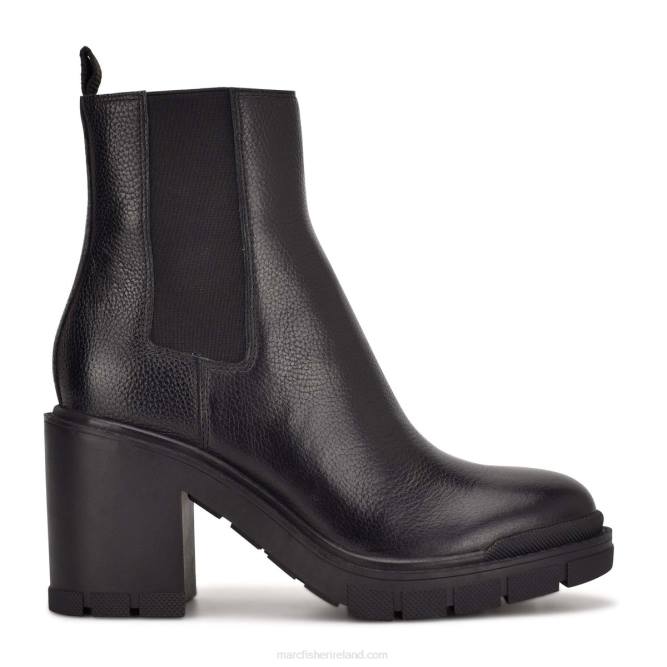 Black Leather Vanlisa Heeled Combat Bootie Marc Fisher Women L2XH12