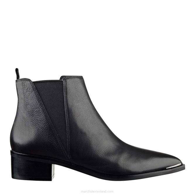 Black Leather Yale Pointy Toe Chelsea Bootie Marc Fisher Women L2XH16
