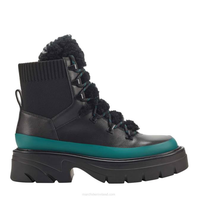 Black/Teal Leather Izuma Lugsole Bootie Marc Fisher Women L2XH38