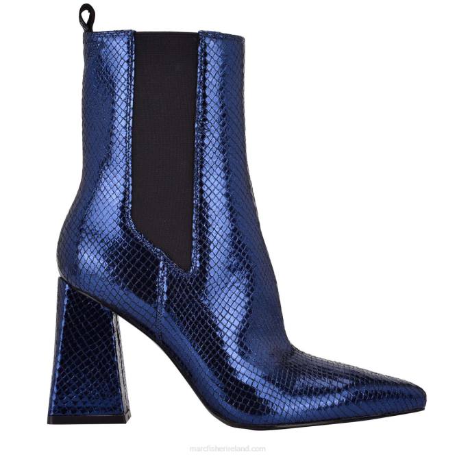 Blue Snake Printed Leather Kylynn Chelsea Heeled Bootie Marc Fisher Women L2XH108