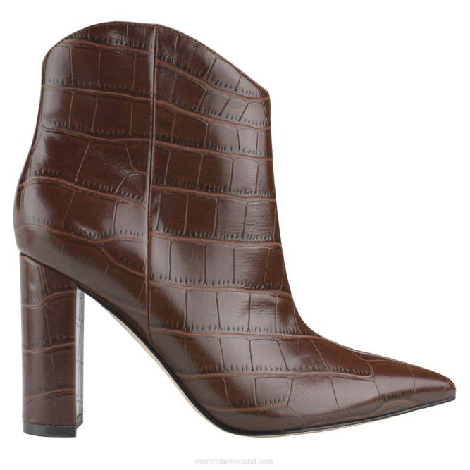 Brown Croco Lezari Heeled Western Bootie Marc Fisher Women L2XH54
