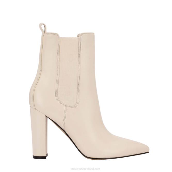 Chic Cream Leather Garliss Heeled Chelsea Bootie Marc Fisher Women L2XH115