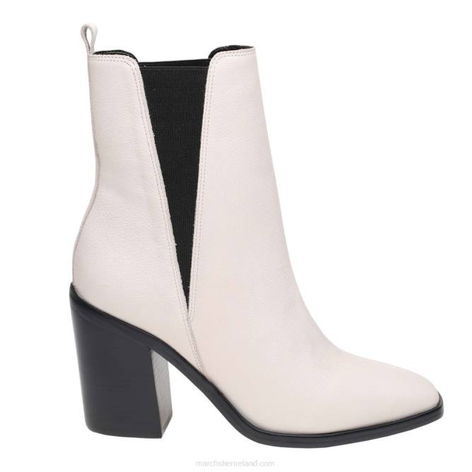 Chic Cream Leather Kristie Heeled Bootie Marc Fisher Women L2XH34