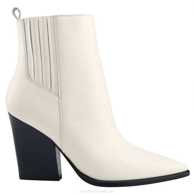 Chic Cream Leather Mariel Heeled Western Bootie Marc Fisher Women L2XH48