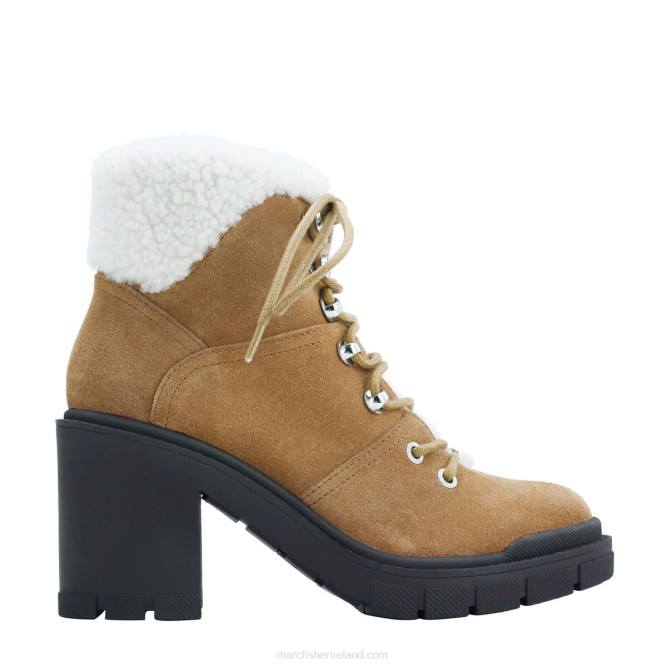 Cognac Suede Vacinta Heeled Combat Bootie Marc Fisher Women L2XH135
