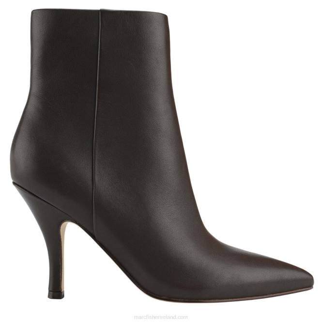 Dark Brown Leather Fergus Heeled Bootie Marc Fisher Women L2XH92