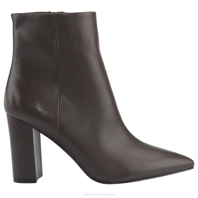 Dark Brown Leather Ulani Heeled Bootie Marc Fisher Women L2XH130