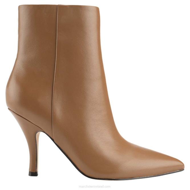 Dark Natural Leather Fergus Heeled Bootie Marc Fisher Women L2XH86