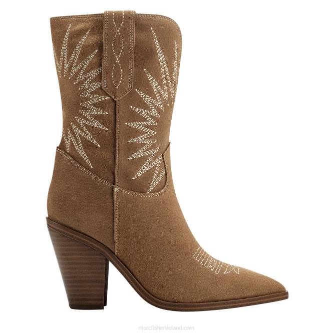 Dark Natural Suede Rogers Western Bootie Marc Fisher Women L2XH51