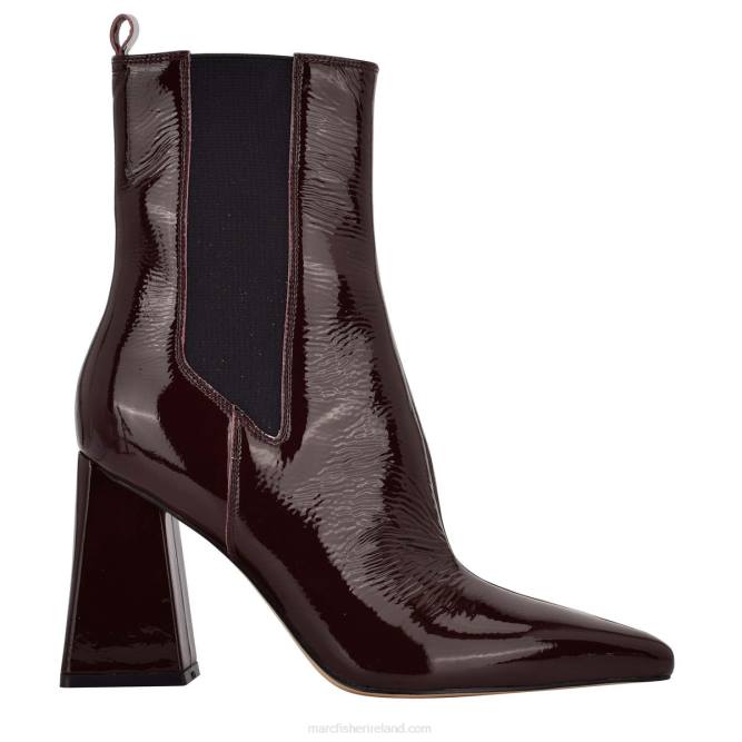 Dark Red Leather Kylynn Chelsea Heeled Bootie Marc Fisher Women L2XH97