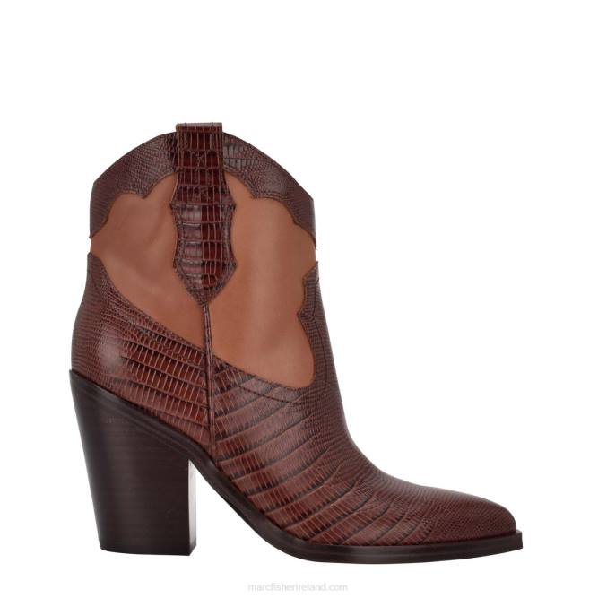 Dark Tan Leather Gona Western Bootie Marc Fisher Women L2XH114