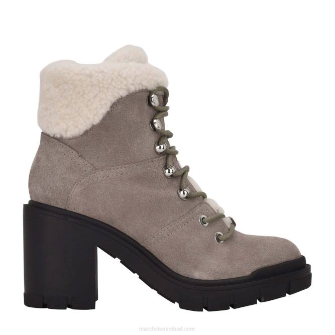 Grey Suede Vacinta Heeled Combat Bootie Marc Fisher Women L2XH134