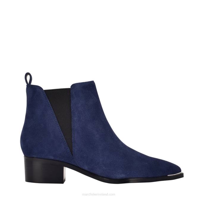 Indigo Suede Yale Pointy Toe Chelsea Bootie Marc Fisher Women L2XH122