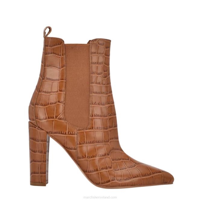 Medium Natural Croco Leather Garliss Heeled Chelsea Bootie Marc Fisher Women L2XH99