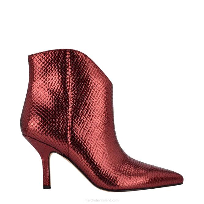 Red Snake Printed Leather Haylian Pointy Toe Bootie Marc Fisher Women L2XH87