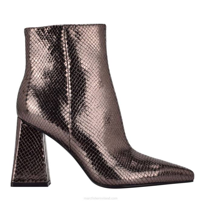 Silver Snake Printed Leather Kulika Heeled Bootie Marc Fisher Women L2XH75