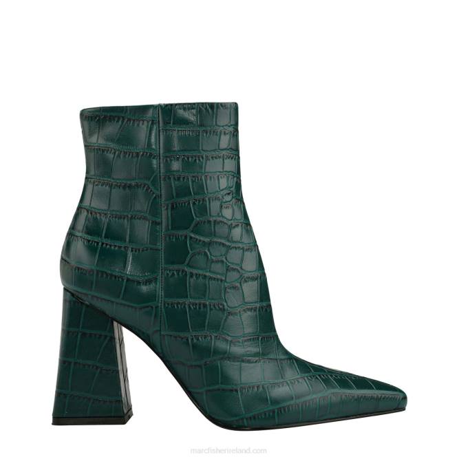 Teal Croco Embossed Leather Kulika Heeled Bootie Marc Fisher Women L2XH96