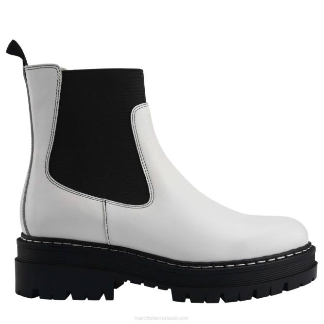 White Leather Patrick Chelsea Lugsole Bootie Marc Fisher Women L2XH47