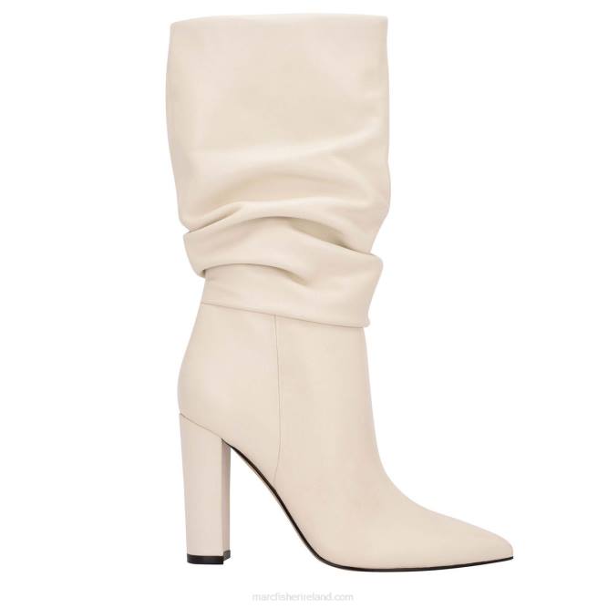 Chic Cream Leather Gomer Heeled Boot Marc Fisher Women L2XH183