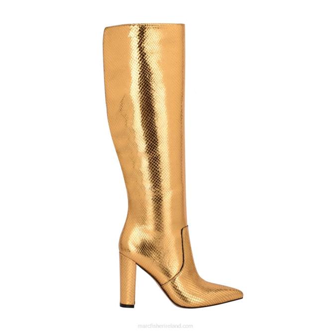 Gold Snake Suede Giancarlo Heeled Boot Marc Fisher Women L2XH162