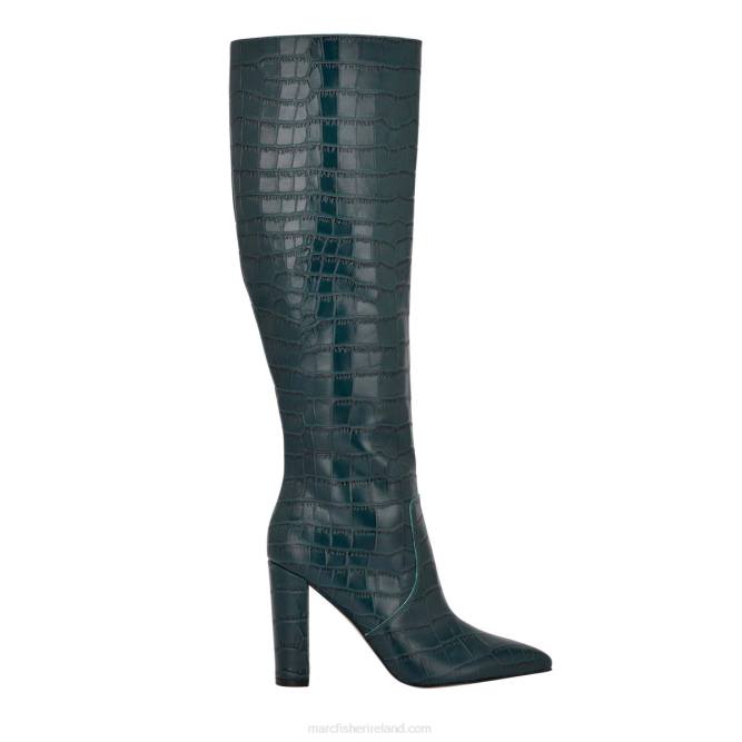 Teal Croco Embossed Leather Giancarlo Heeled Boot Marc Fisher Women L2XH163