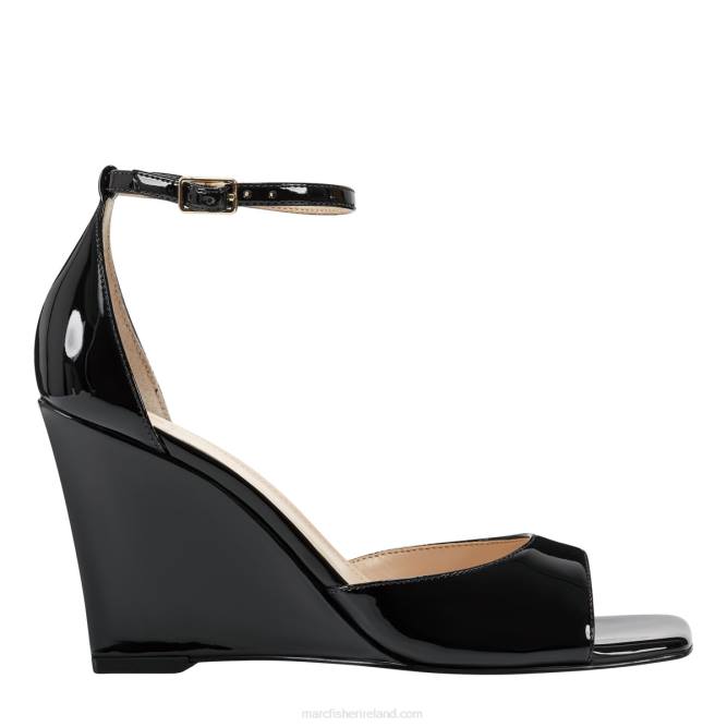 Black Patent Camira Wedge Sandal Marc Fisher Women L2XH225