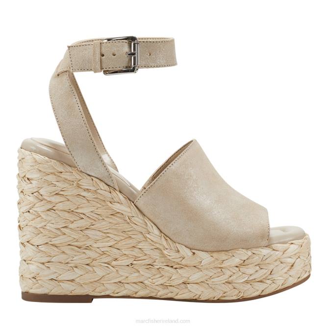 Champagne Shimmer Nelly Espadrille Wedge Sandal Marc Fisher Women L2XH239