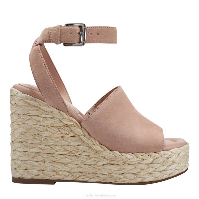Light Pink Suede Nelly Espadrille Wedge Sandal Marc Fisher Women L2XH222