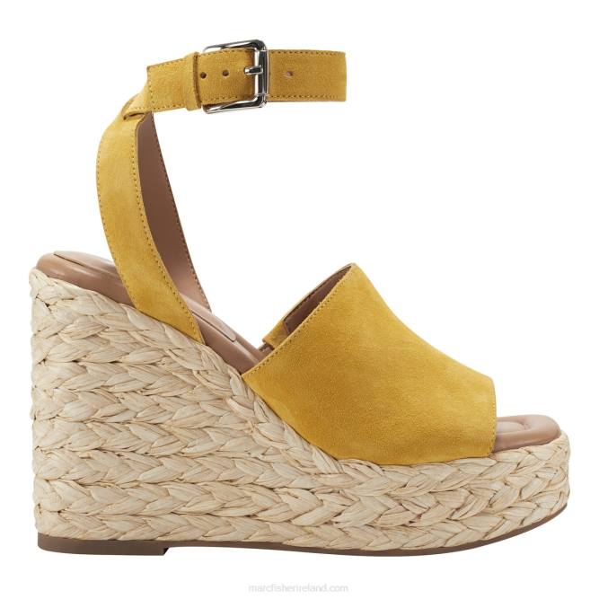 Mustard Suede Nelly Espadrille Wedge Sandal Marc Fisher Women L2XH261