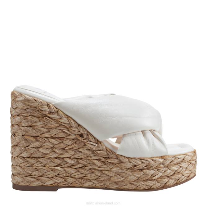 New Cream Leather Navina Espadrille Wedge Sandal Marc Fisher Women L2XH231