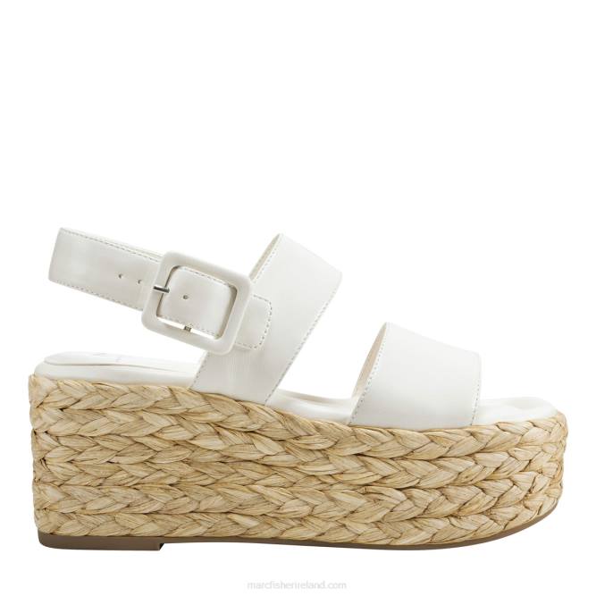 New Cream Leather Patryce Platform Espadrille Sandal Marc Fisher Women L2XH203