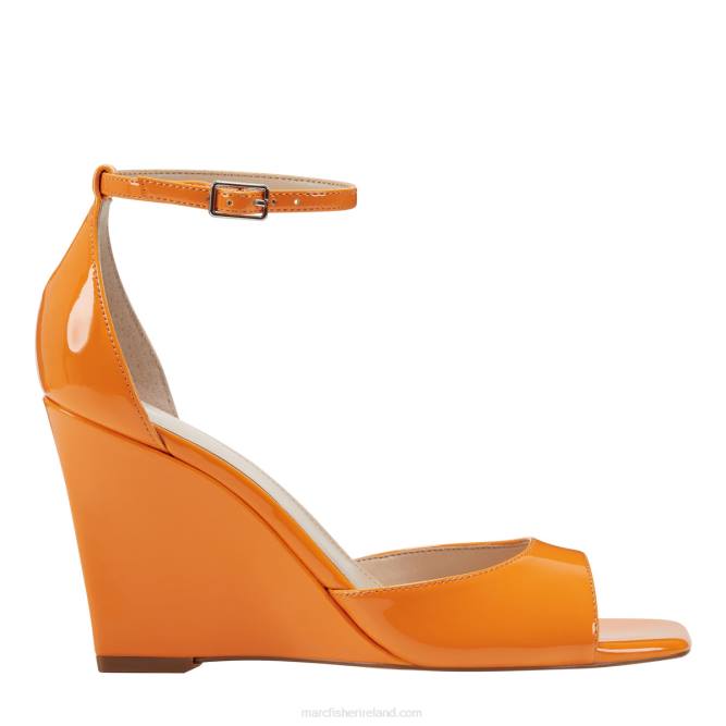 Orange Patent Camira Wedge Sandal Marc Fisher Women L2XH255