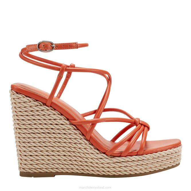 Tangerine Orange Zarah Strappy Espadrille Wedge Sandal Marc Fisher Women L2XH247