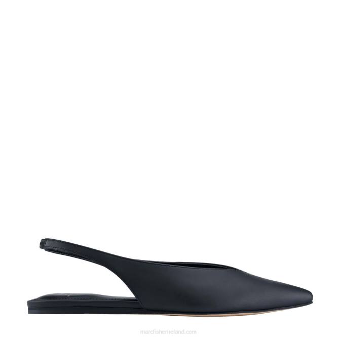 Black Leather Graceful Pointy Toe Flat Marc Fisher Women L2XH328