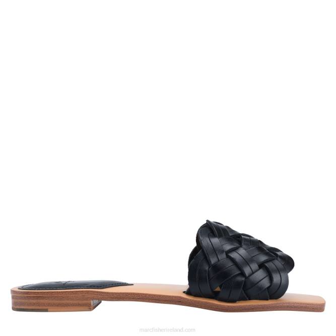 Black Leather Rebecca Flat Slide Marc Fisher Women L2XH322