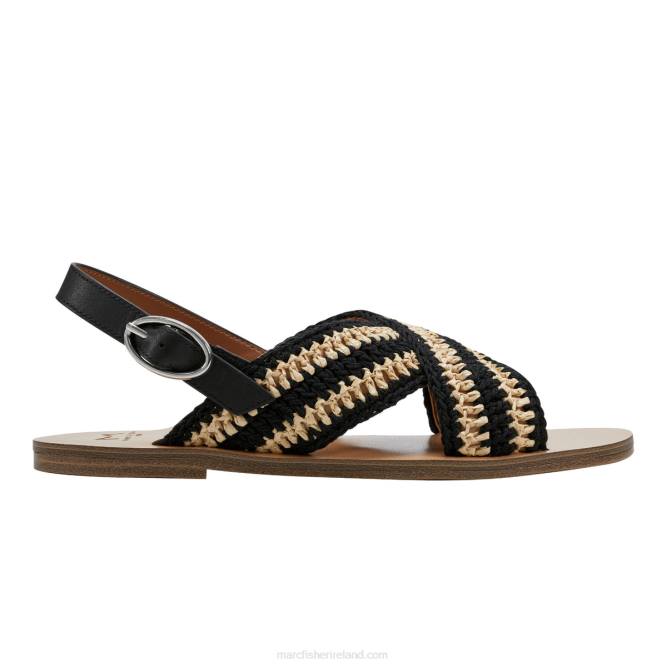 Black Lonnie Slingback Flat Sandal Marc Fisher Women L2XH294